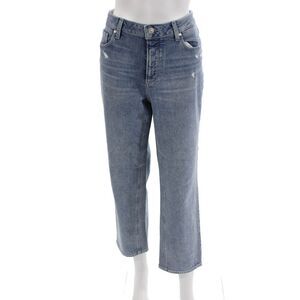 Paige Women Cropped Straight Jeans Light Blue Size 28